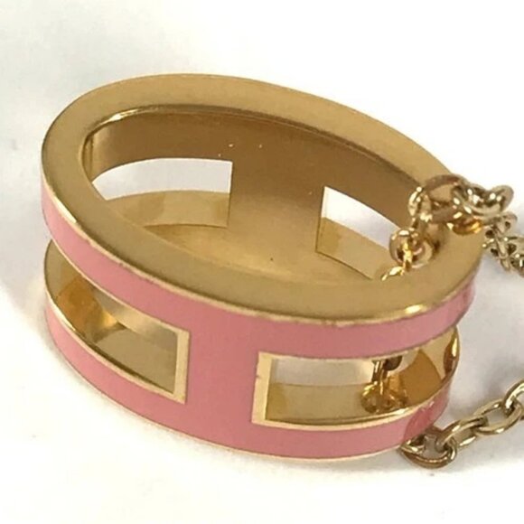 HERMES Accessories Cardue Ash H-cube H Logo Chain Necklace Metal pink/Gold - Picture 5 of 9